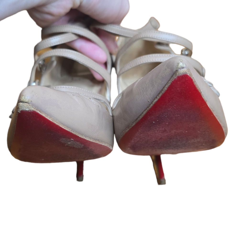 Christian Louboutin Beige Leather Viennana Heels Size 37.5 7 - Picture 8 of 8